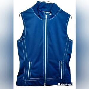 KJUS Women's Drew Softshell Blue Golf Vest White Accent Stitching -Med/38